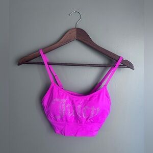 Juicy Couture Vibrant Pink Rhinestone Logo Bra Size Small Y2K Clothing